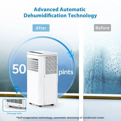 Garvee 14K/10K/8K BTU Fast & Quiet Cooling Portable Air Conditioner, 4‑In‑1 AC Unit with Dehumidifier & Fan, LED/LCD Display, Remote Control, 24H Timer, 4‑Way Swing, 360° Wheels & Window Kit for Bedroom Office Home